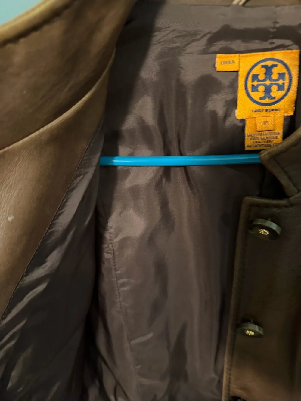 Tory Burch Brown Leather Military-Style Jacket